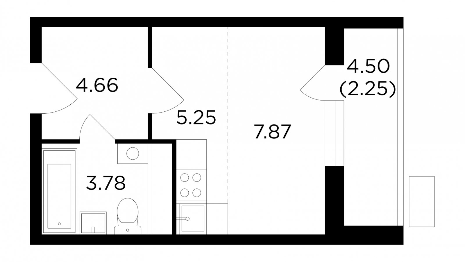 Студия без отделки, 23.81 м2, 5 этаж, дом сдан, ЖК VESNA, корпус 1 - объявление 2007542 - фото №1