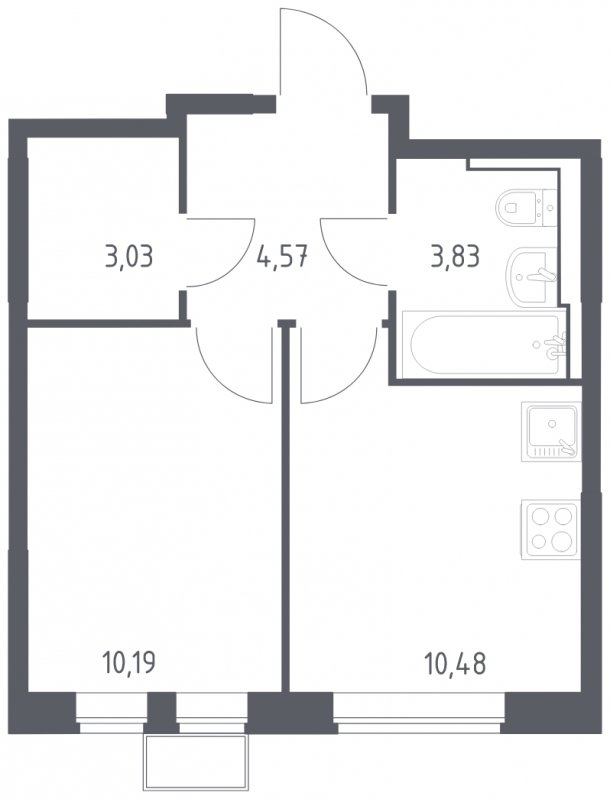 1-комнатная квартира с полной отделкой, 32.1 м2, 2 этаж, сдача 4 квартал 2024 г., ЖК Остафьево, корпус 15 - объявление 1828038 - фото №1