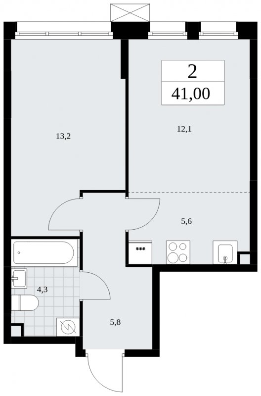 2-комнатная квартира (евро) без отделки, 41 м2, 2 этаж, сдача 2 квартал 2025 г., ЖК Дзен-кварталы, корпус 2.3 - объявление 1932503 - фото №1