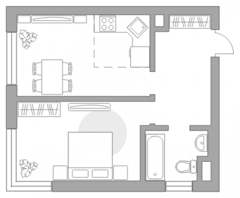 2-комнатная квартира (евро) без отделки, 37.4 м2, 2 этаж, сдача 3 квартал 2023 г., ЖК Бригантина, корпус 5 - объявление 1573899 - фото №1