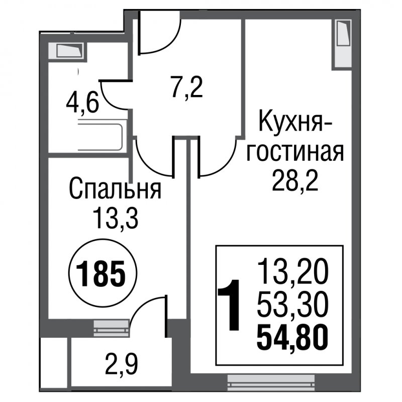 1-комнатная квартира с полной отделкой, 54.6 м2, 20 этаж, дом сдан, ЖК Silver, корпус 3 - объявление 1329359 - фото №1