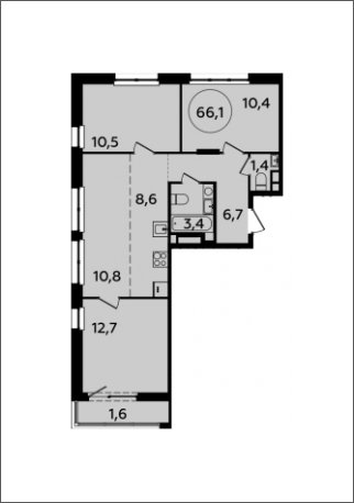 4-комнатная квартира (евро) с полной отделкой, 66.1 м2, 5 этаж, сдача 4 квартал 2023 г., ЖК Испанские кварталы, корпус 8.1 - объявление 1633282 - фото №1