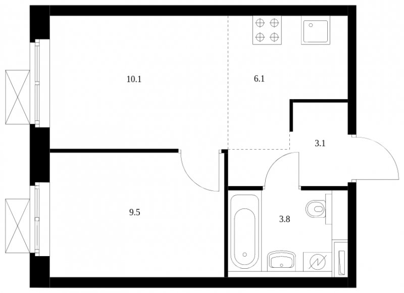 2-комнатная квартира с полной отделкой, 32.6 м2, 2 этаж, сдача 3 квартал 2023 г., ЖК Перовское 2, корпус 1.1 - объявление 1503213 - фото №1