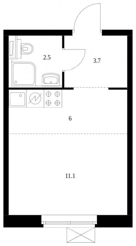 Студия с полной отделкой, 23.3 м2, 21 этаж, сдача 2 квартал 2023 г., ЖК Жулебино парк, корпус 10 - объявление 1706126 - фото №1