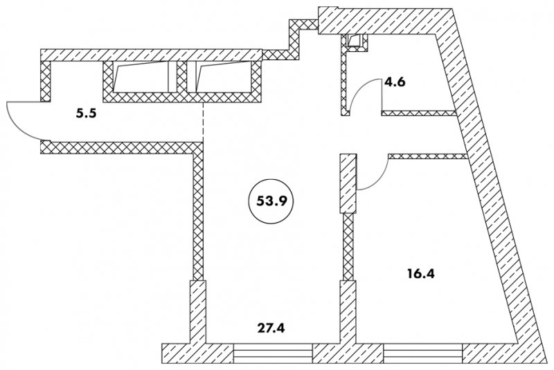 2-комнатные апартаменты 53.9 м2, 2 этаж, дом сдан, ЖК Флотилия, корпус 1 - объявление 1882189 - фото №1