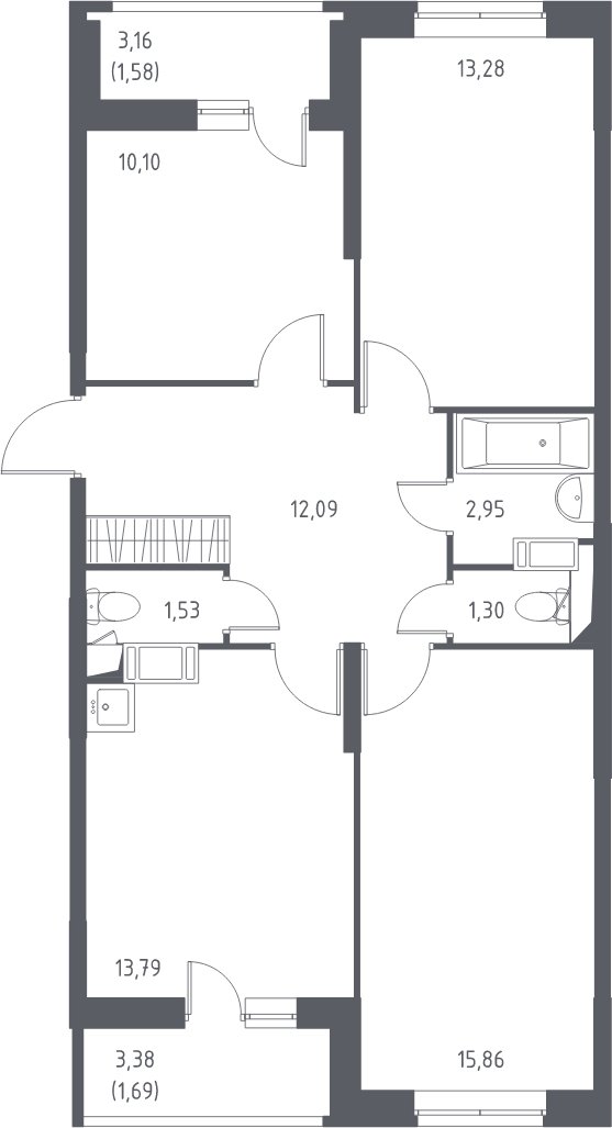 3-комнатная квартира с полной отделкой, 74.2 м2, 4 этаж, дом сдан, ЖК Остафьево, корпус 8 - объявление 1984703 - фото №1