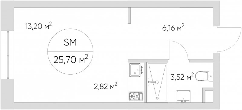 Студия с частичной отделкой, 25.7 м2, 3 этаж, сдача 1 квартал 2024 г., ЖК N'ICE LOFT, корпус 7 - объявление 1615328 - фото №1