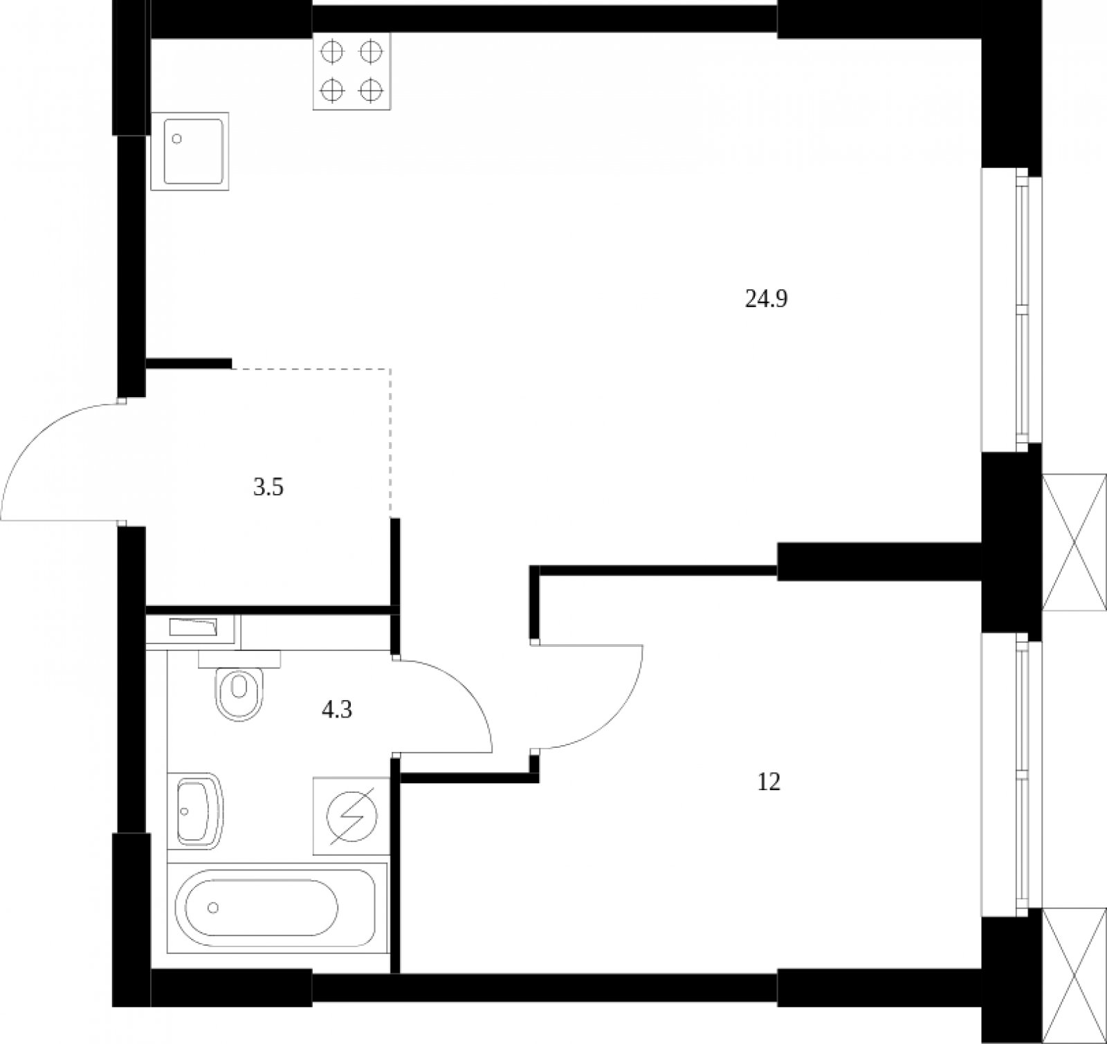 1-комнатные апартаменты с полной отделкой, 44.3 м2, 2 этаж, сдача 2 квартал 2023 г., ЖК Волоколамское 24, корпус 3 - объявление 2008384 - фото №1