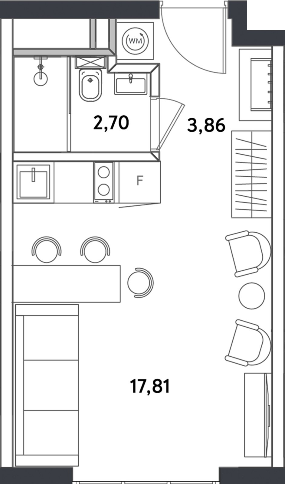 1-комнатные апартаменты с полной отделкой, 24.86 м2, 22 этаж, сдача 4 квартал 2024 г., ЖК Измайловский парк, корпус 1 - объявление 2408135 - фото №1