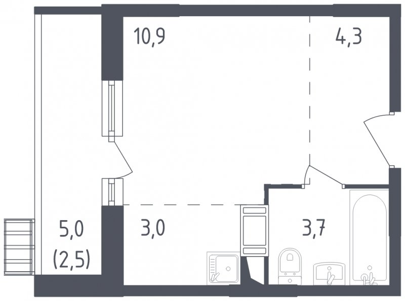 Студия с полной отделкой, 26.3 м2, 7 этаж, сдача 2 квартал 2022 г., ЖК Алхимово, корпус 5 - объявление 1768513 - фото №1