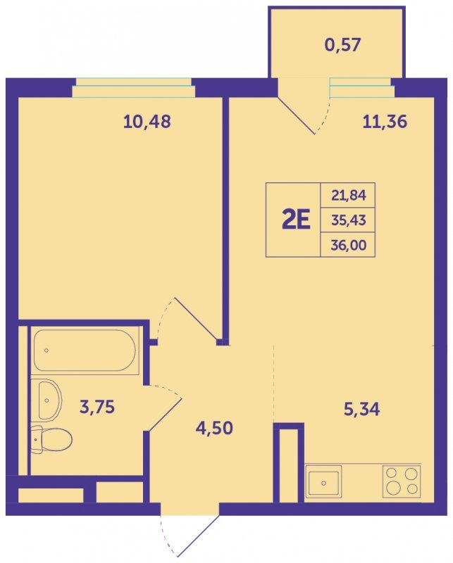2-комнатная квартира (евро) с полной отделкой, 36 м2, 8 этаж, сдача 3 квартал 2023 г., ЖК Большое Путилково, корпус 13 - объявление 1980829 - фото №1