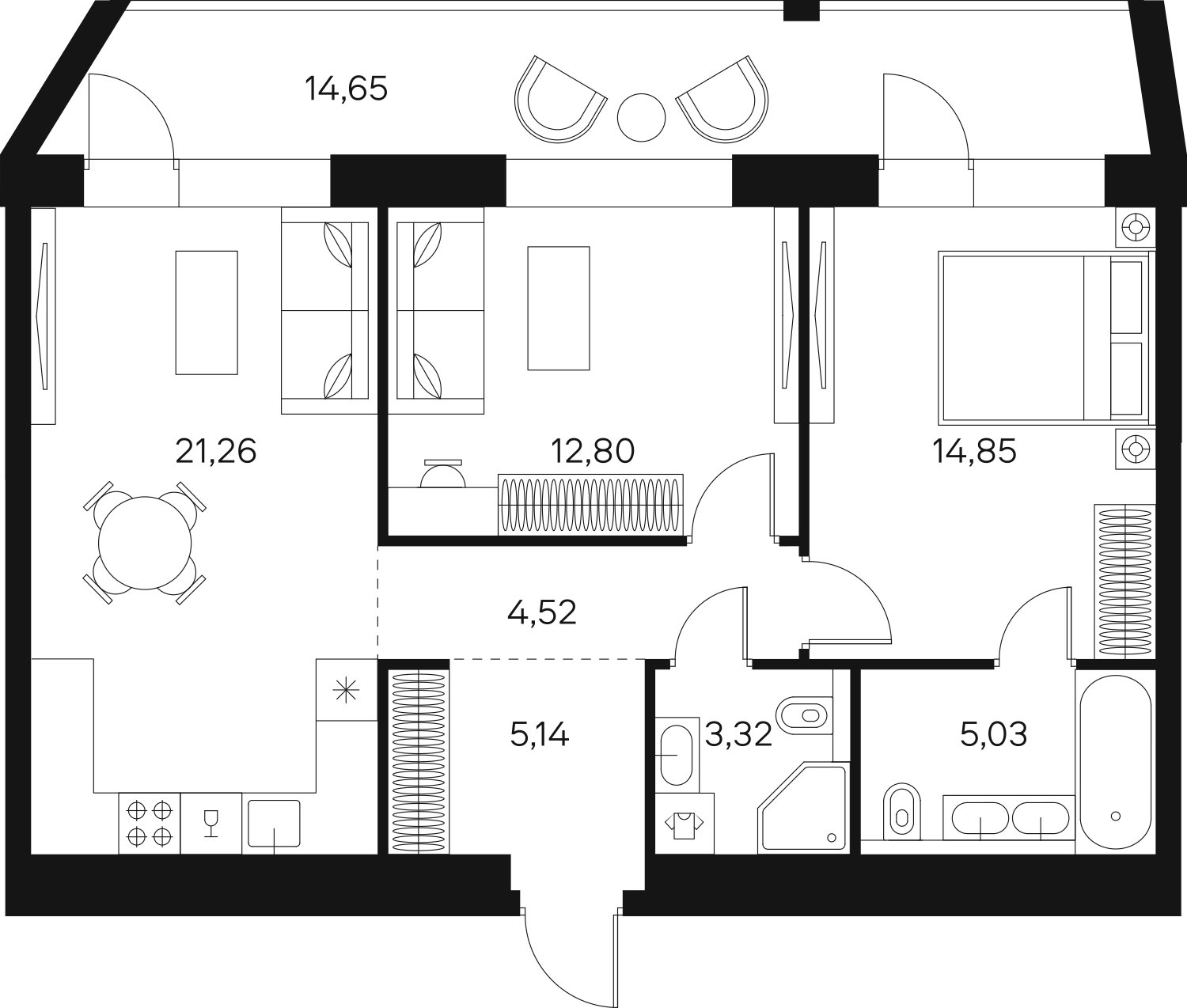 2-комнатная квартира без отделки, 75.03 м2, 7 этаж, сдача 4 квартал 2024 г., ЖК FØRST, корпус 2 - объявление 2366018 - фото №1