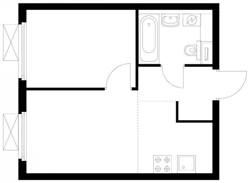 2-комнатная квартира (евро) с полной отделкой, 32.5 м2, 8 этаж, сдача 4 квартал 2024 г., ЖК Бунинские луга, корпус 3.4.1 - объявление 1819756 - фото №1