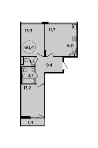 3-комнатная квартира (евро) с полной отделкой, 60.4 м2, 6 этаж, сдача 2 квартал 2024 г., ЖК Испанские кварталы, корпус 8.1 - объявление 1633359 - фото №1