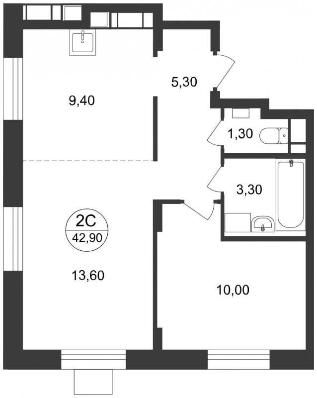 2-комнатные апартаменты с полной отделкой, 42.9 м2, 12 этаж, дом сдан, ЖК Люберцы, корпус 65 - объявление 1566789 - фото №1