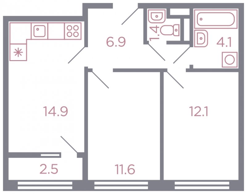 2-комнатная квартира без отделки, 52 м2, 7 этаж, дом сдан, ЖК Миниполис Серебрица, корпус 1 - объявление 1806997 - фото №1