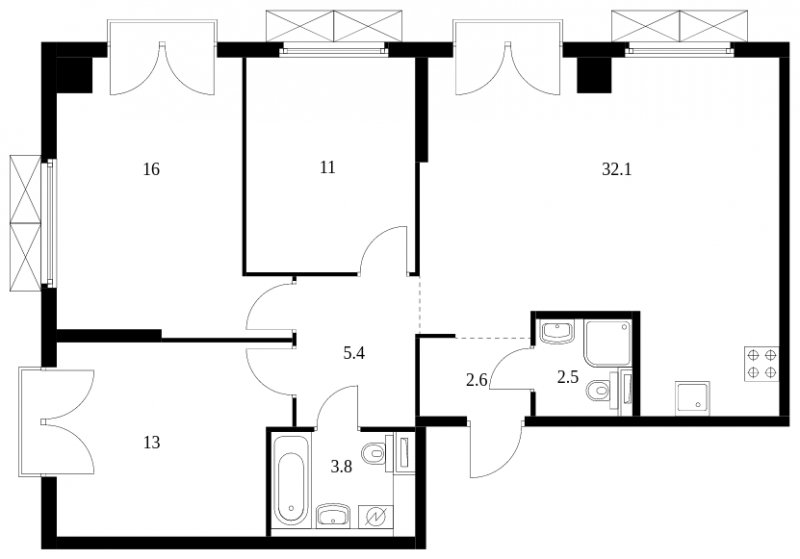 3-комнатная квартира с полной отделкой, 86.4 м2, 2 этаж, сдача 2 квартал 2024 г., ЖК Академика Павлова, корпус 56 - объявление 1679352 - фото №1