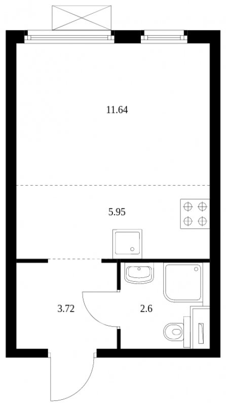 Студия с полной отделкой, 23.91 м2, 21 этаж, сдача 2 квартал 2024 г., ЖК Матвеевский Парк, корпус 2.1 - объявление 1609898 - фото №1