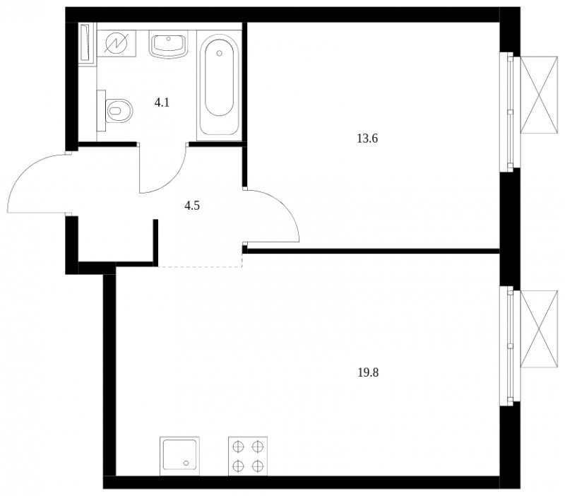 1-комнатная квартира с полной отделкой, 42 м2, 32 этаж, сдача 1 квартал 2024 г., ЖК Полярная 25, корпус 2.3 - объявление 1560361 - фото №1