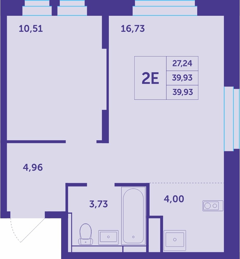 2-комнатная квартира без отделки, 39.97 м2, 6 этаж, сдача 4 квартал 2023 г., ЖК Большое Путилково, корпус 22 - объявление 2296767 - фото №1