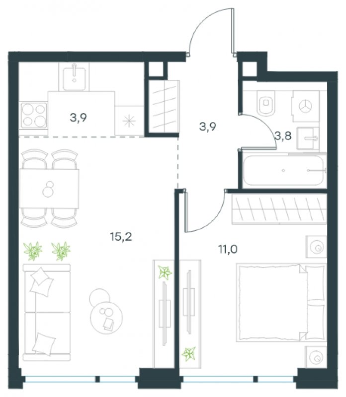 2-комнатная квартира без отделки, 37.8 м2, 12 этаж, сдача 4 квартал 2024 г., ЖК Level Мичуринский, корпус 6 - объявление 1714327 - фото №1