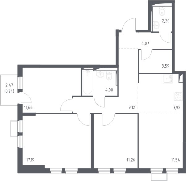 4-комнатная квартира с полной отделкой, 83.3 м2, 8 этаж, сдача 4 квартал 2024 г., ЖК Остафьево, корпус 13 - объявление 2067852 - фото №1