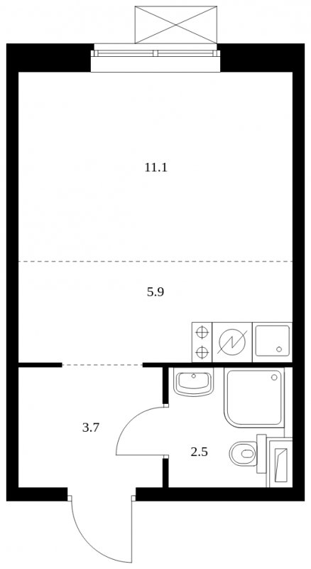 Студия с полной отделкой, 23.2 м2, 16 этаж, сдача 4 квартал 2023 г., ЖК Бунинские луга, корпус 3.2.1 - объявление 1711136 - фото №1