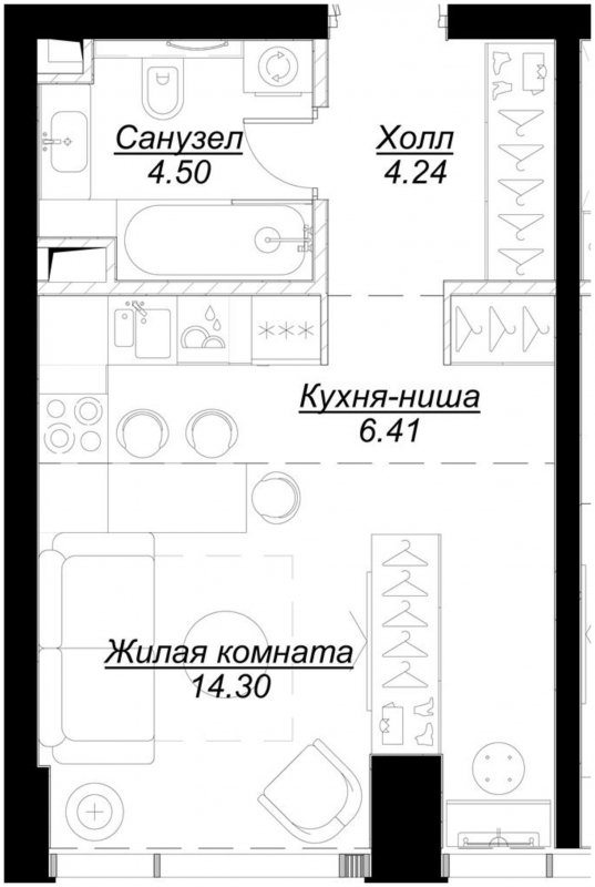 1-комнатные апартаменты с частичной отделкой, 29.36 м2, 4 этаж, сдача 4 квартал 2024 г., ЖК MOD, корпус Mod.D - объявление 1788577 - фото №1