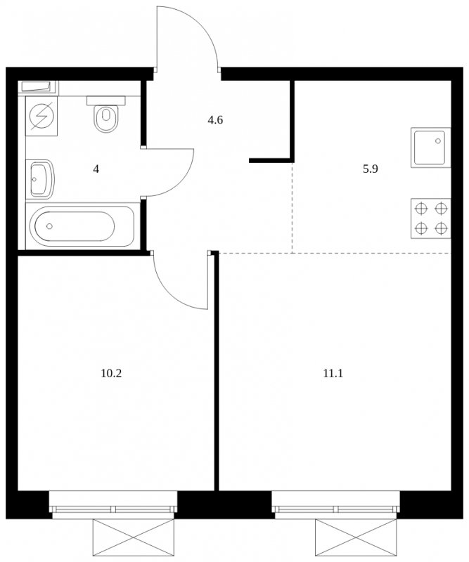 2-комнатная квартира с полной отделкой, 35.8 м2, 4 этаж, сдача 3 квартал 2023 г., ЖК Белая Дача парк, корпус 8.2 - объявление 1527903 - фото №1