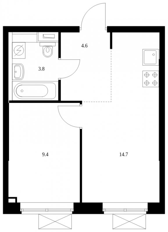 1-комнатная квартира с полной отделкой, 32.5 м2, 11 этаж, сдача 2 квартал 2025 г., ЖК Саларьево Парк, корпус 56.1 - объявление 2084511 - фото №1