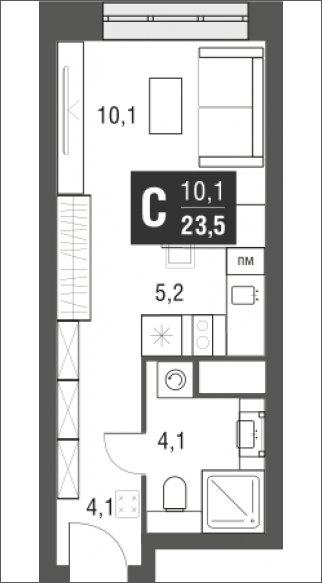 Студия с полной отделкой, 23.5 м2, 15 этаж, сдача 2 квартал 2024 г., ЖК AFI Tower, корпус 1 - объявление 2205324 - фото №1