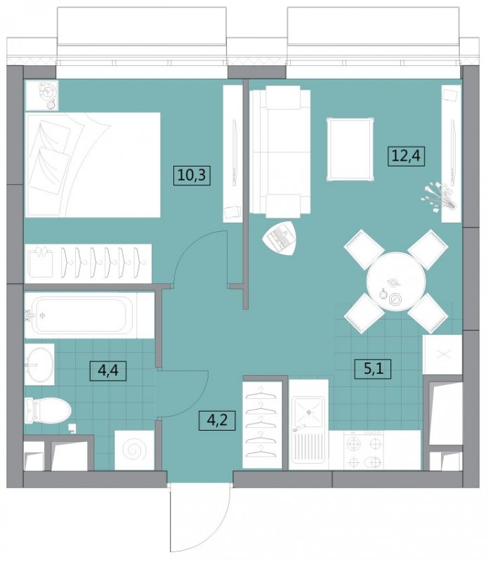 2-комнатная квартира без отделки, 36.7 м2, 3 этаж, дом сдан, ЖК Вестердам, корпус 3 - объявление 1862070 - фото №1