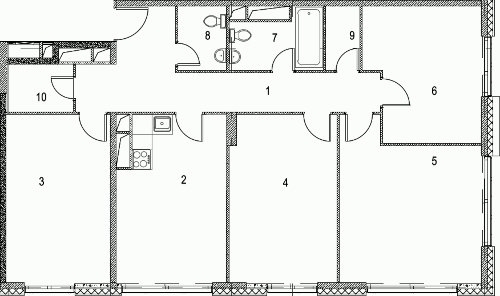4-комнатная квартира без отделки, 103.6 м2, 14 этаж, дом сдан, ЖК Nagatino i-Land, корпус 1A - объявление 1981885 - фото №1