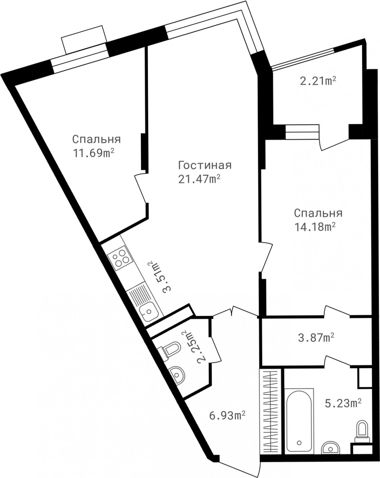 3-комнатная квартира (евро) без отделки, 71.34 м2, 1 этаж, дом сдан, ЖК Клубный дом Точка отсчета, корпус 1 - объявление 1980721 - фото №1
