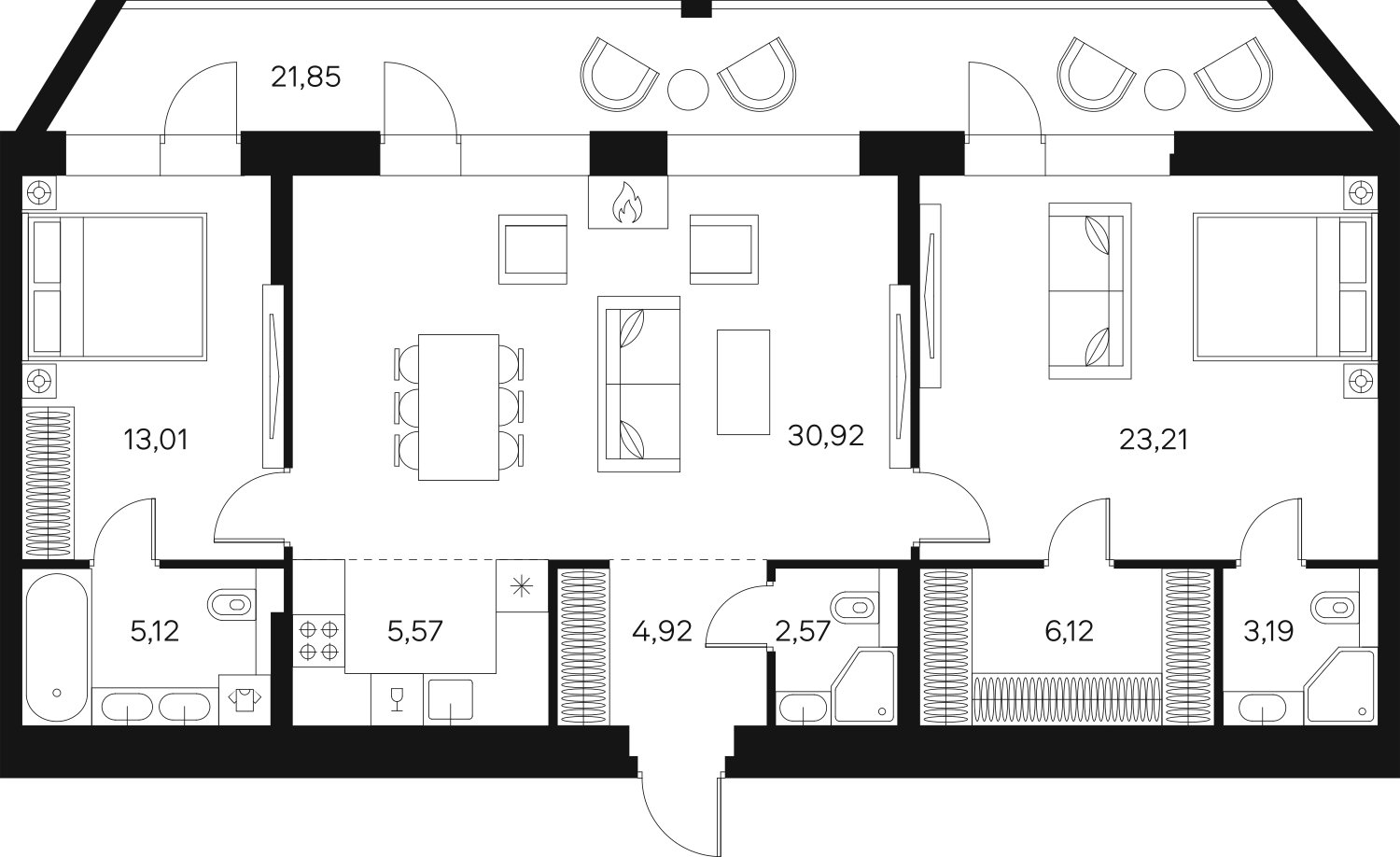 3-комнатная квартира без отделки, 105.56 м2, 20 этаж, сдача 4 квартал 2024 г., ЖК FØRST, корпус 2 - объявление 2252279 - фото №1