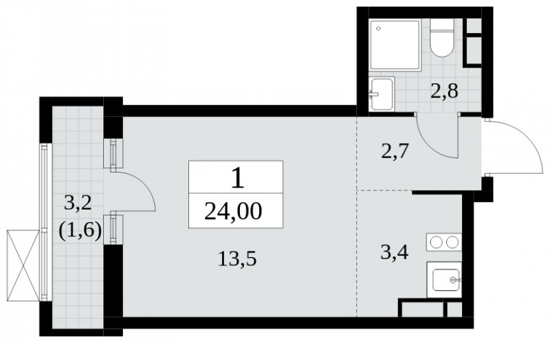 Студия с полной отделкой, 24 м2, 5 этаж, сдача 3 квартал 2024 г., ЖК Прокшино, корпус 6.5 - объявление 1663352 - фото №1
