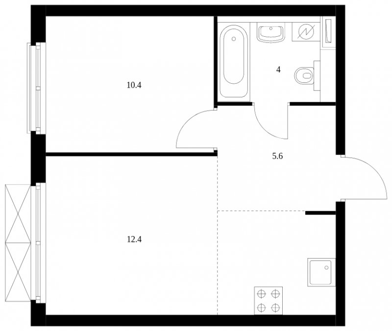 2-комнатная квартира с полной отделкой, 37.6 м2, 17 этаж, сдача 3 квартал 2023 г., ЖК Западный порт, корпус 2.2.2 - объявление 1782833 - фото №1