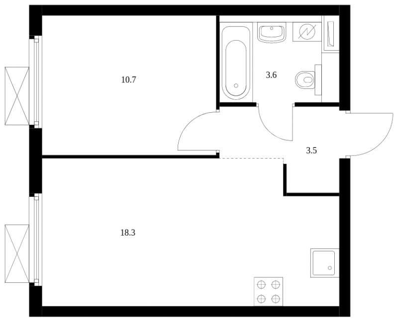 1-комнатная квартира с полной отделкой, 36.1 м2, 20 этаж, сдача 3 квартал 2024 г., ЖК Амурский парк, корпус 2 - объявление 1656281 - фото №1
