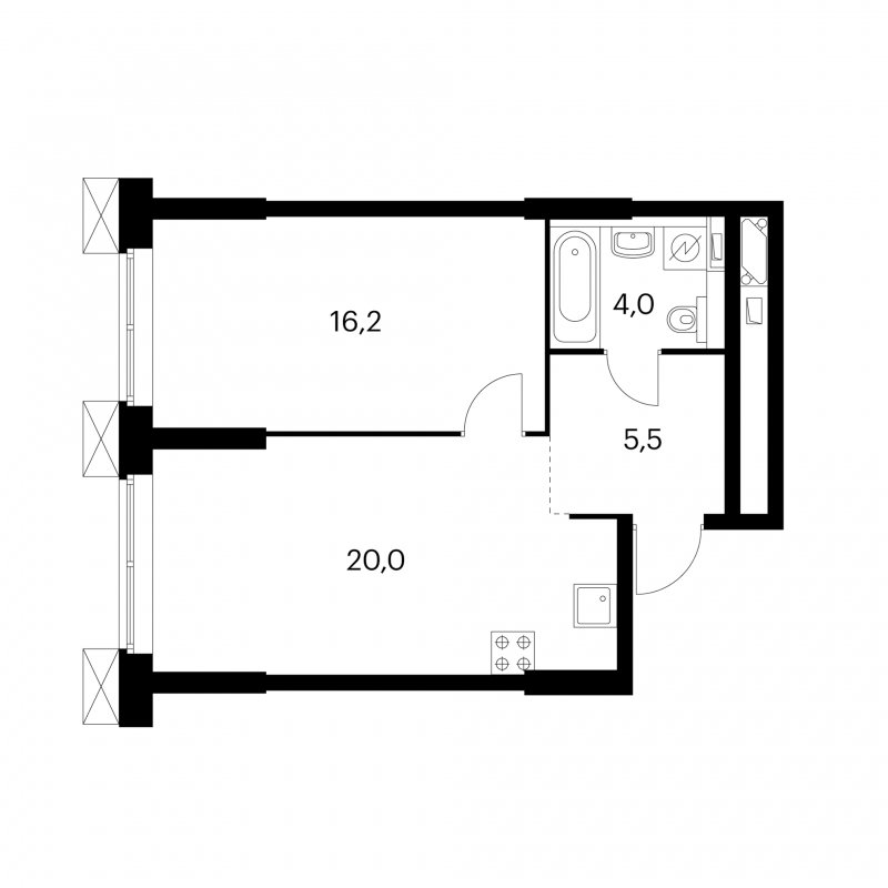 1-комнатные апартаменты с полной отделкой, 45.8 м2, 26 этаж, сдача 2 квартал 2023 г., ЖК Волоколамское 24, корпус 3 - объявление 1689364 - фото №1
