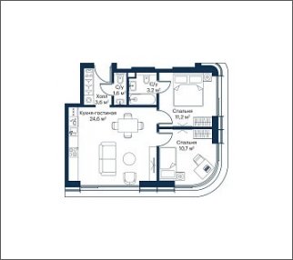 2-комнатная квартира с частичной отделкой, 54.9 м2, 28 этаж, сдача 4 квартал 2023 г., ЖК City Bay, корпус Atlantic Ocean 1 - объявление 1934787 - фото №1