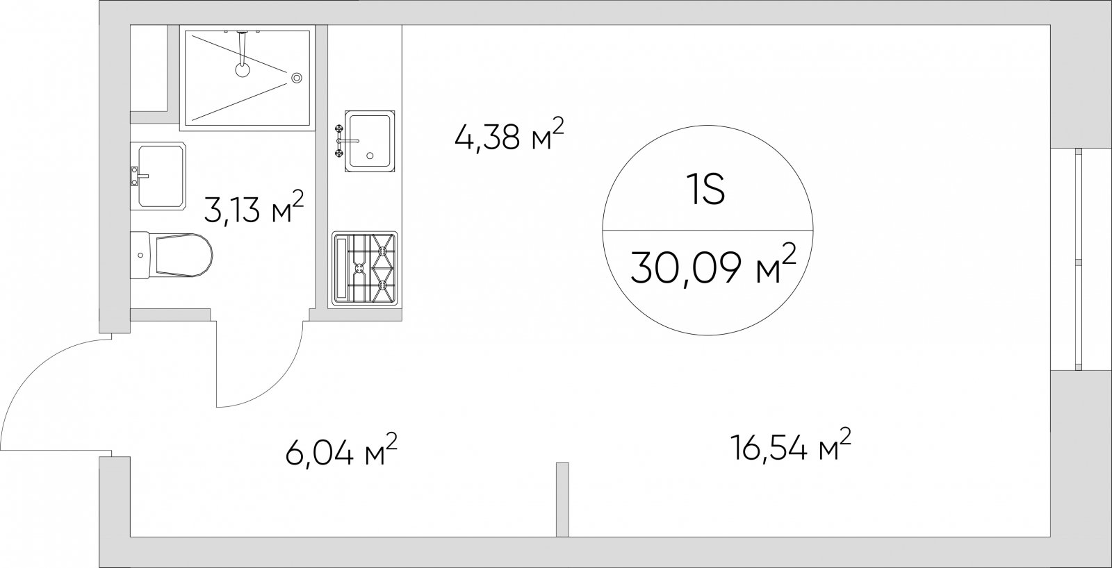 Студия без отделки, 30.09 м2, 10 этаж, дом сдан, ЖК N'ICE LOFT, корпус 1 - объявление 2406282 - фото №1