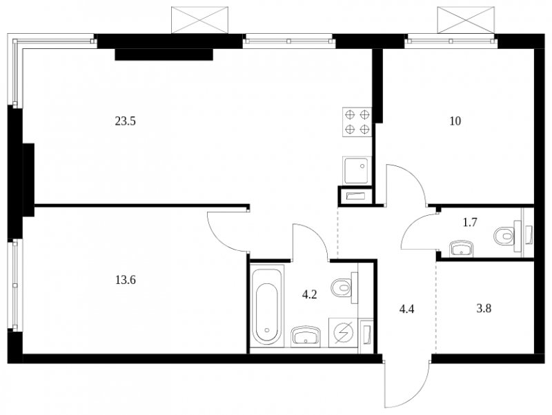 2-комнатная квартира без отделки, 61.2 м2, 2 этаж, сдача 4 квартал 2023 г., ЖК Holland park, корпус 12 - объявление 1604898 - фото №1