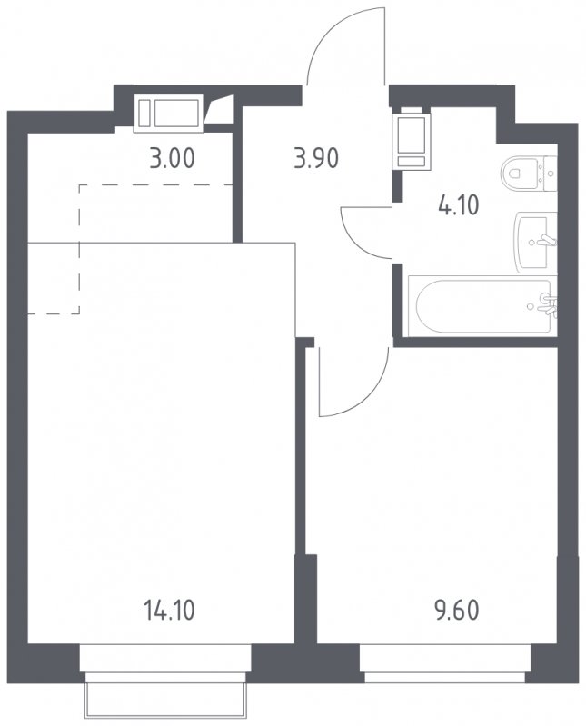 1-комнатная квартира с полной отделкой, 34.7 м2, 14 этаж, сдача 1 квартал 2023 г., ЖК Алхимово, корпус 3.1 - объявление 1590346 - фото №1