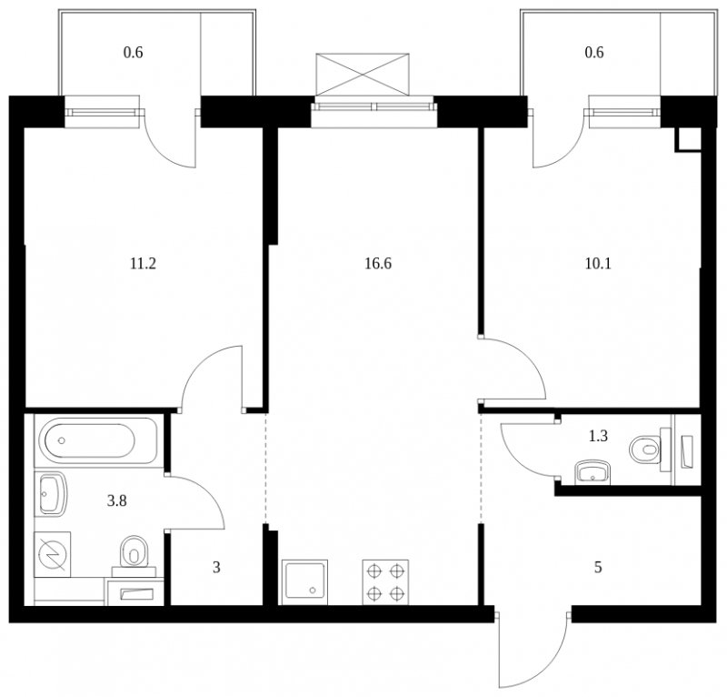 2-комнатная квартира с полной отделкой, 52.2 м2, 8 этаж, сдача 2 квартал 2025 г., ЖК Саларьево Парк, корпус 56.1 - объявление 2084582 - фото №1