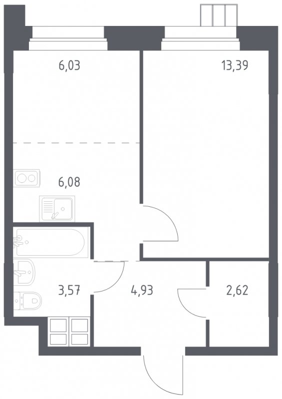 2-комнатные апартаменты с полной отделкой, 36.62 м2, 5 этаж, сдача 1 квартал 2023 г., ЖК Тропарево Парк, корпус 1.2 - объявление 1755378 - фото №1