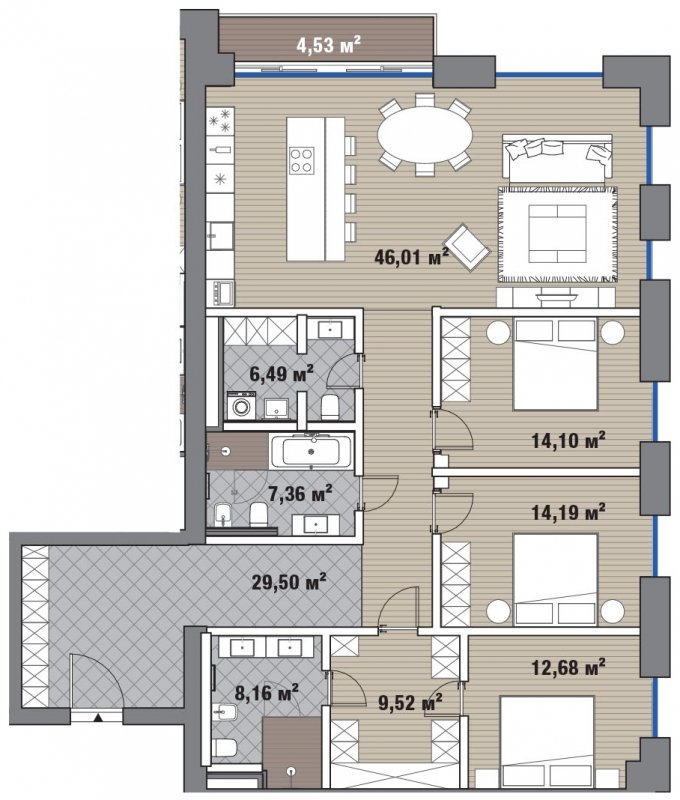 4-комнатная квартира с полной отделкой, 149.59 м2, 8 этаж, дом сдан, ЖК Вишневый сад, корпус F - объявление 1520432 - фото №1