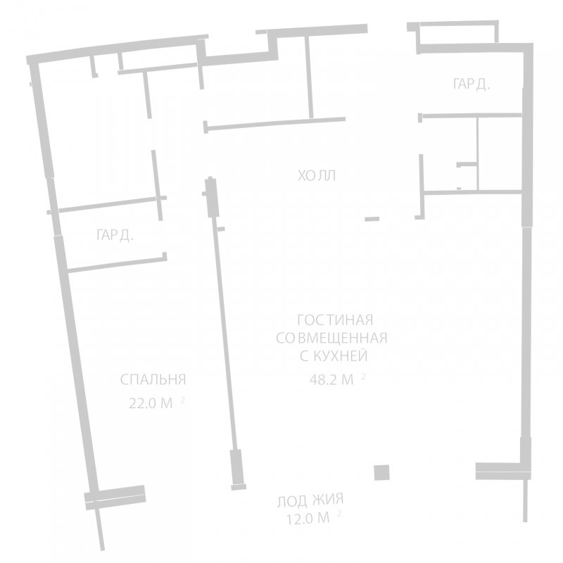 2-комнатная квартира (евро) без отделки, 121.7 м2, 8 этаж, дом сдан, ЖК Сколково Парк, корпус 1 - объявление 1837972 - фото №1