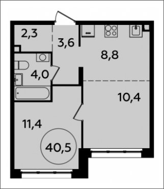 2-комнатная квартира (евро) с полной отделкой, 40.5 м2, 2 этаж, сдача 4 квартал 2023 г., ЖК Испанские кварталы, корпус 8.2 - объявление 1633650 - фото №1