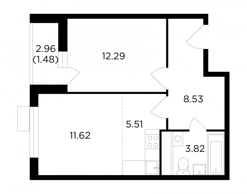 2-комнатная квартира без отделки, 43.25 м2, 11 этаж, дом сдан, ЖК VESNA, корпус 1 - объявление 1747952 - фото №1