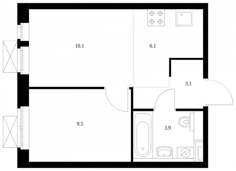 2-комнатная квартира с полной отделкой, 32.7 м2, 13 этаж, сдача 4 квартал 2023 г., ЖК Перовское 2, корпус 2.2 - объявление 1560912 - фото №1